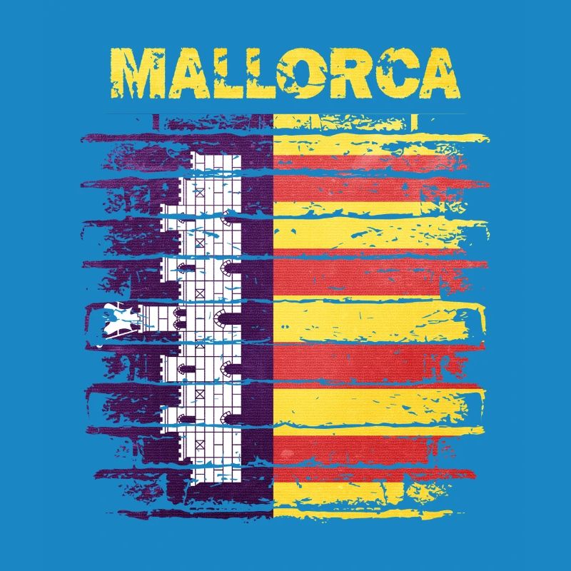 Mallorca Skyline mit spanischer Flagge