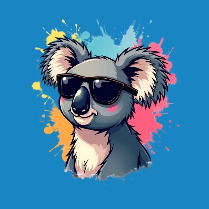 Koala cool avec des lunettes de soleil et une explosion de couleurs
