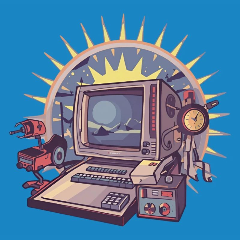 Futuristic computer with retro elements