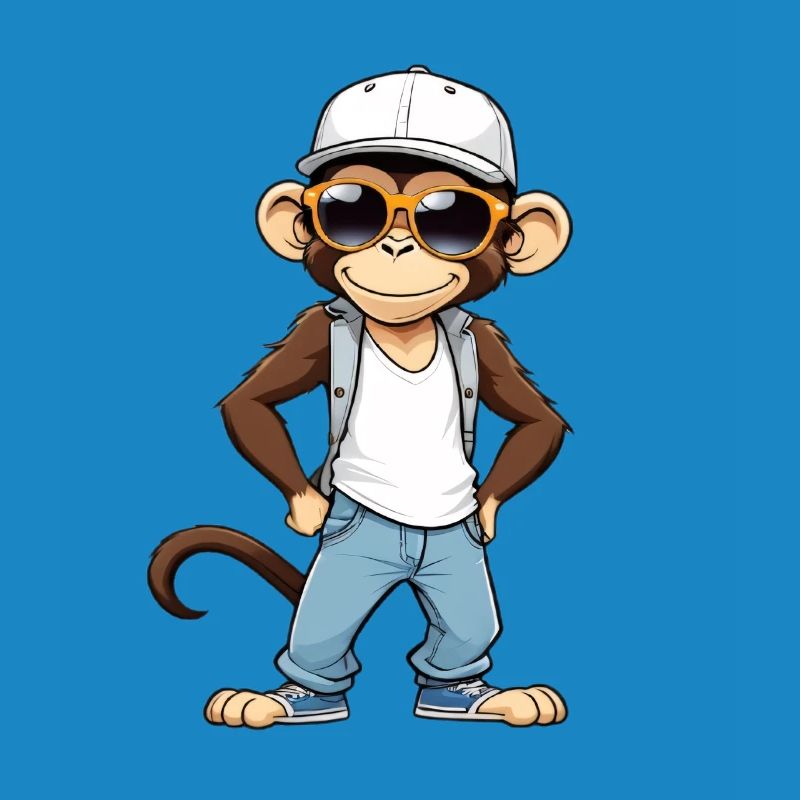 Cool monkey with sunglasses and cap