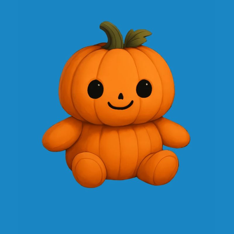 Cute pumpkin teddy bear friendly face