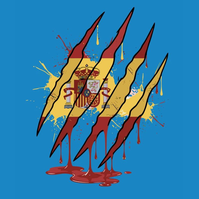 Scratch Mark Espagne Drapeau Griffe Style Grunge