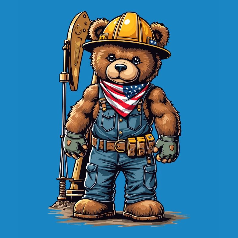 Construction worker bear with tool belt