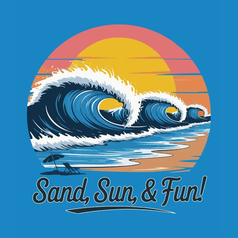 Retro Beach Wave Sunset