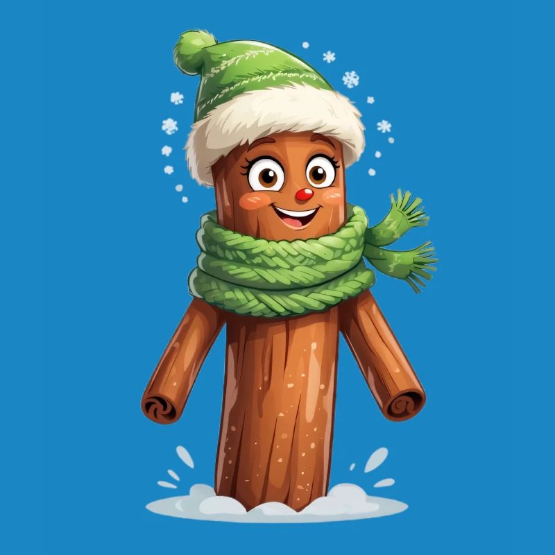 Souche d’arbre d’hiver avec écharpe