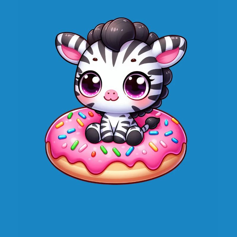 Cute Zebra Donut Dessert Funny Comic