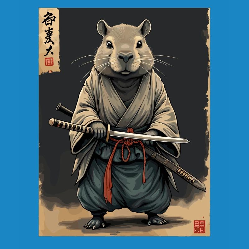 Cappibara-Samurai mit Katana