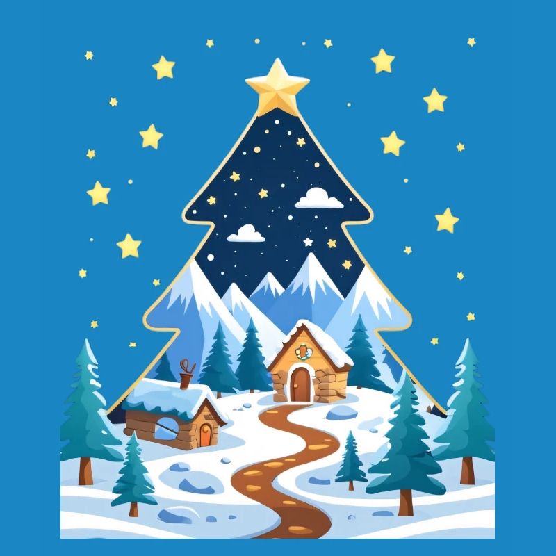 Winter forest in star tree design