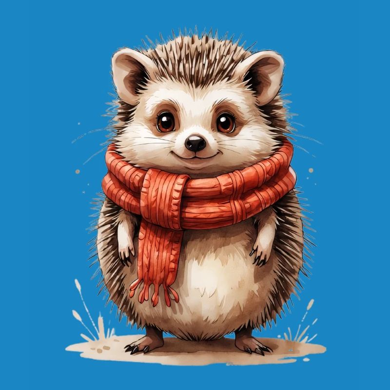 Hérisson d’hiver avec écharpe rouge