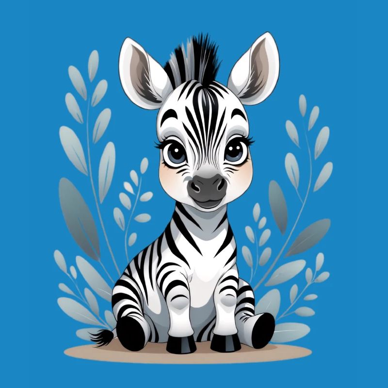Zebra Baby in Leaf Frame