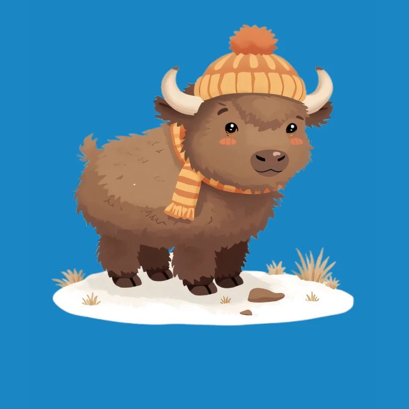 Bison d’hiver avec coiffe