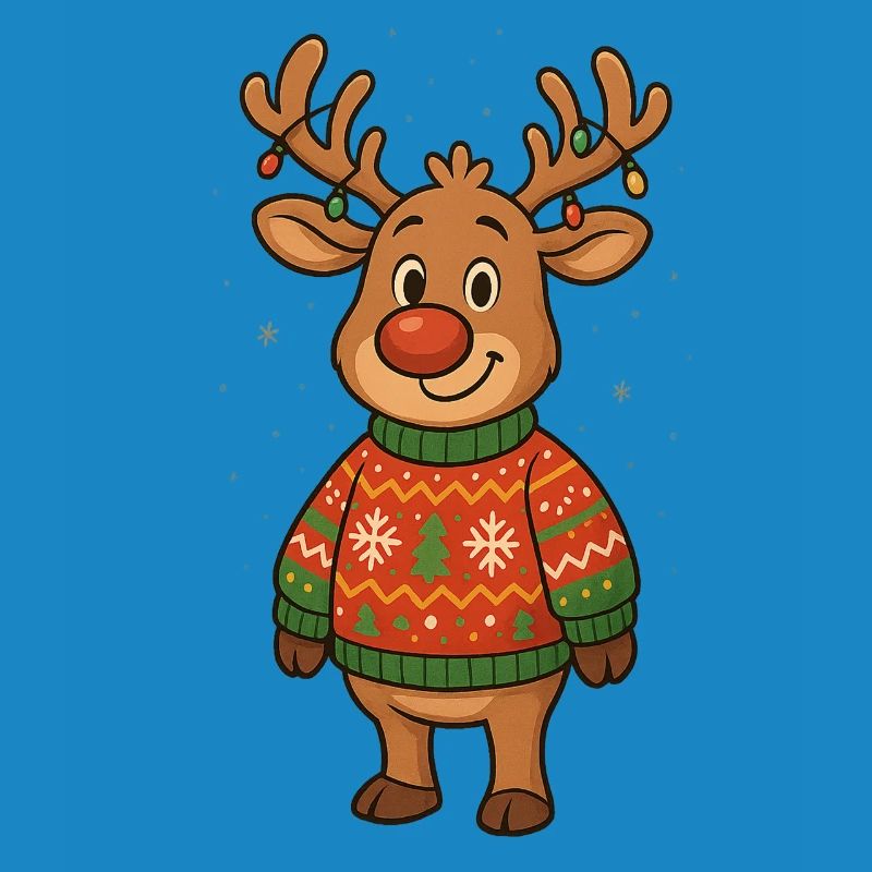 Winterhirsch im Weihnachtspullover