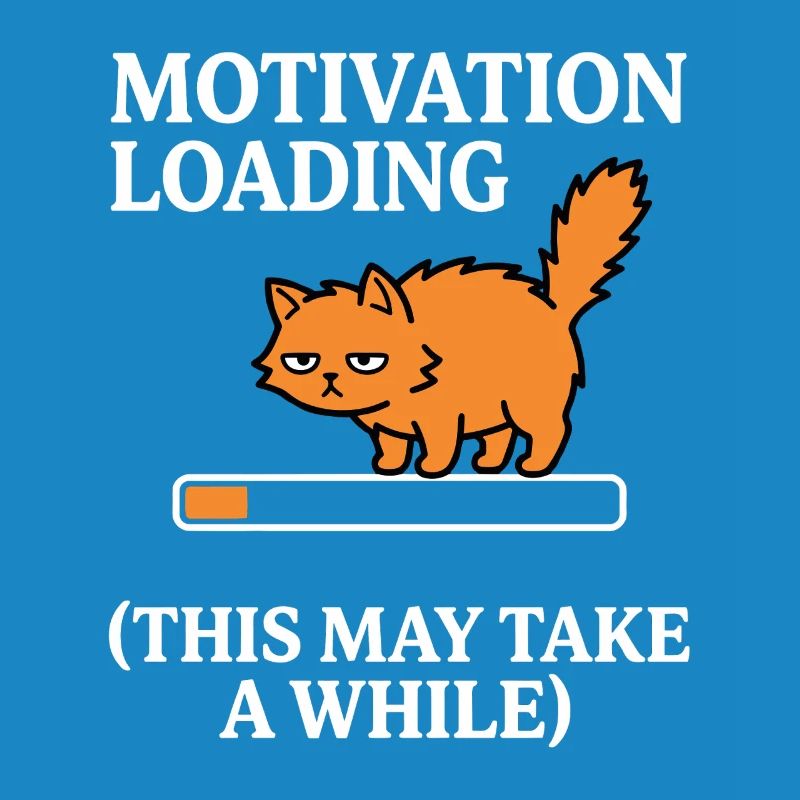 Motivation Loading Tired Cat with Loading Bar