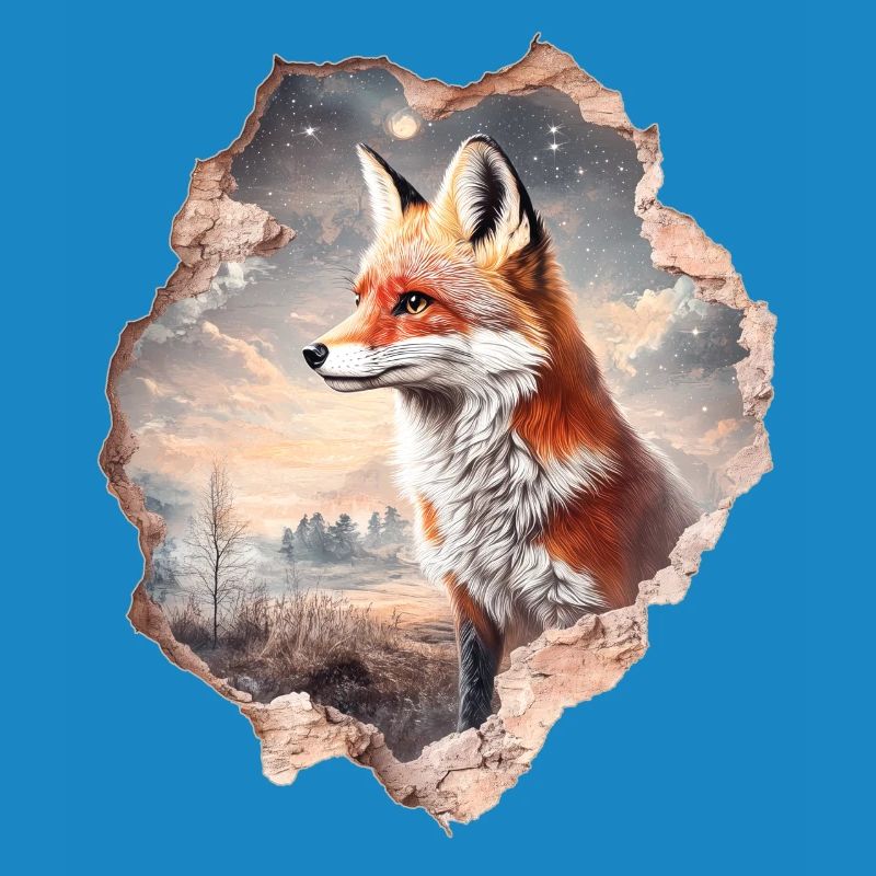 Fox and starry sky