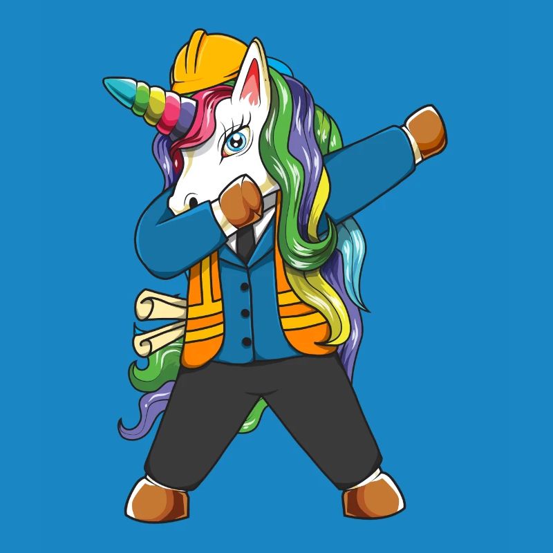 Dabbing Unicorn Engineer Construction Worker