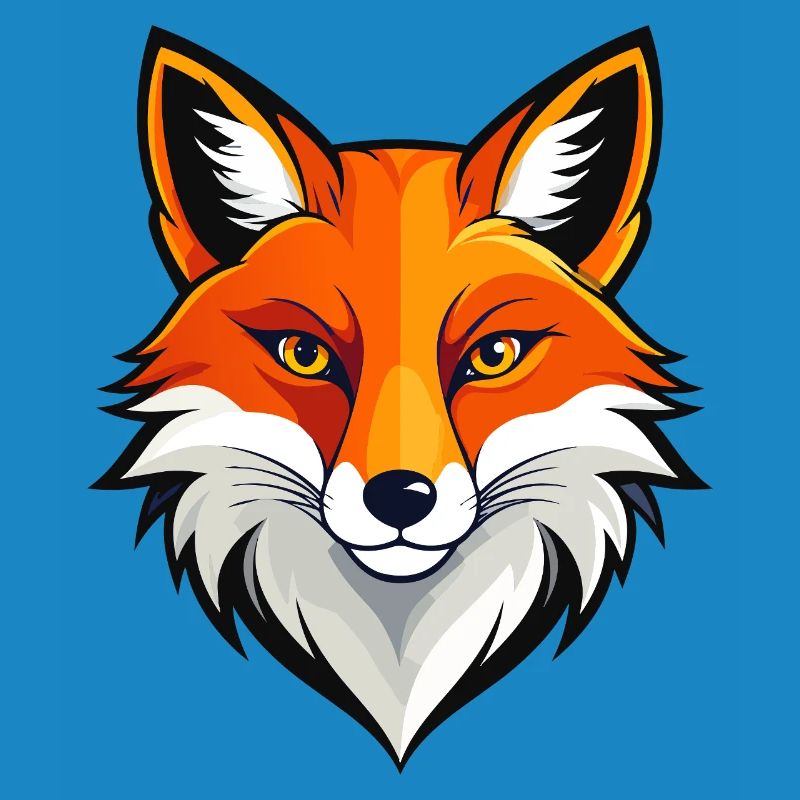 Bold Fox Head Illustration Red Fox Head Motif