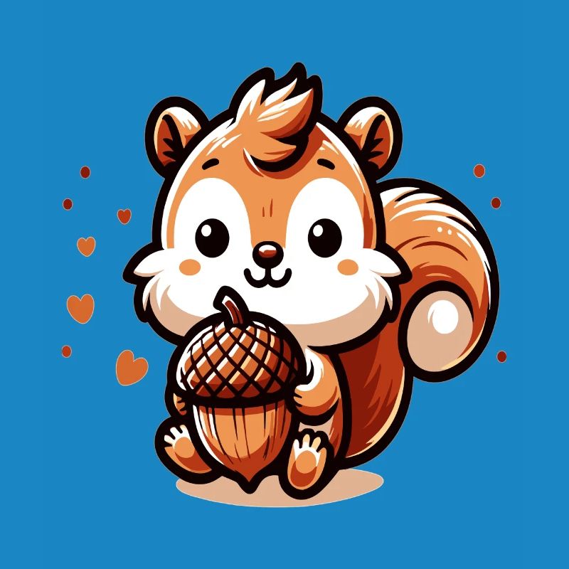 Süßes Eichhörnchen mit Herz-Eichel