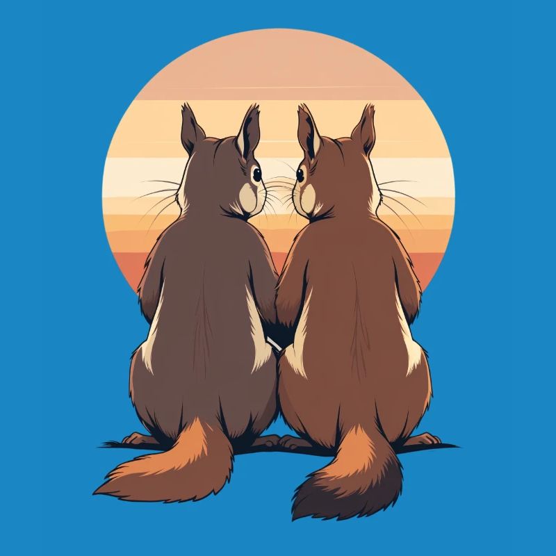 Two rabbits at sunset