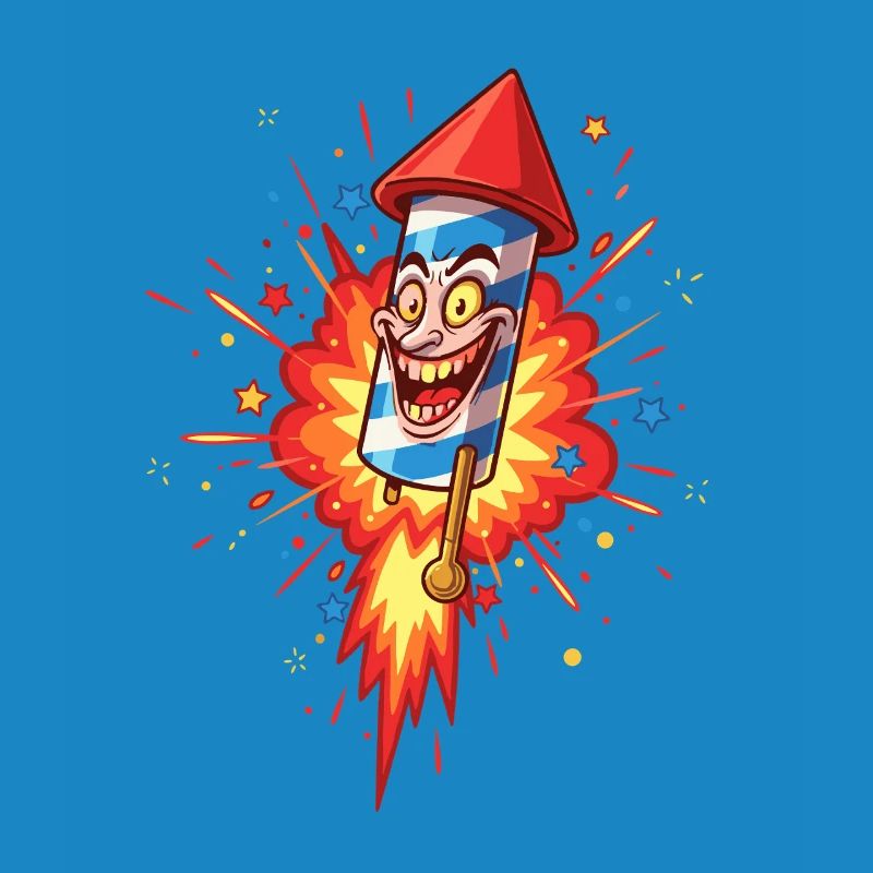 Laughing Rocket Cartoon Explosion