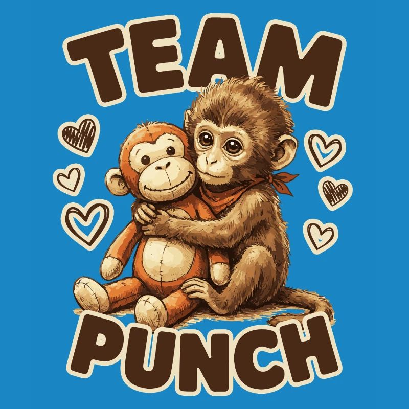 Cute Baby Monkey Named Punch Plush Hugging