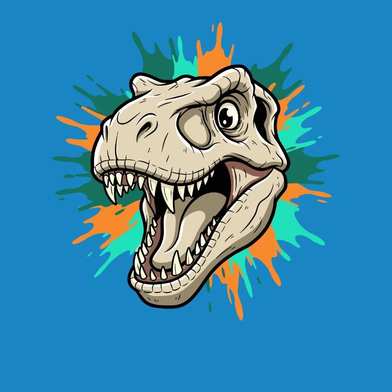 T-Rex Head with Paint Splashes