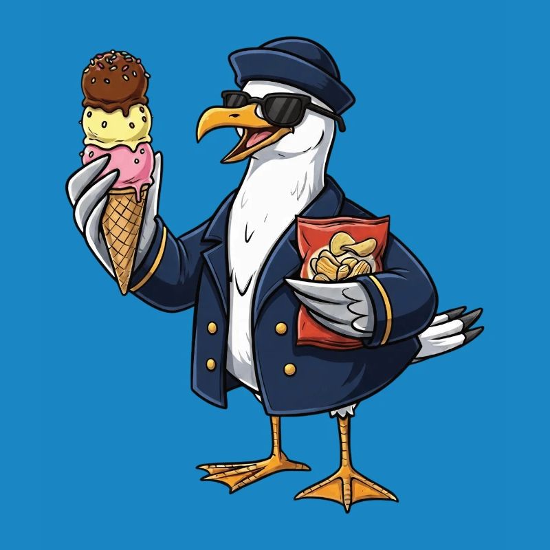 Capitaine mouette cool avec glace et chips