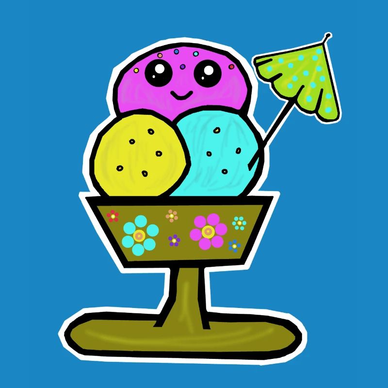 Glace colorée Sundae Glace Glace Glace