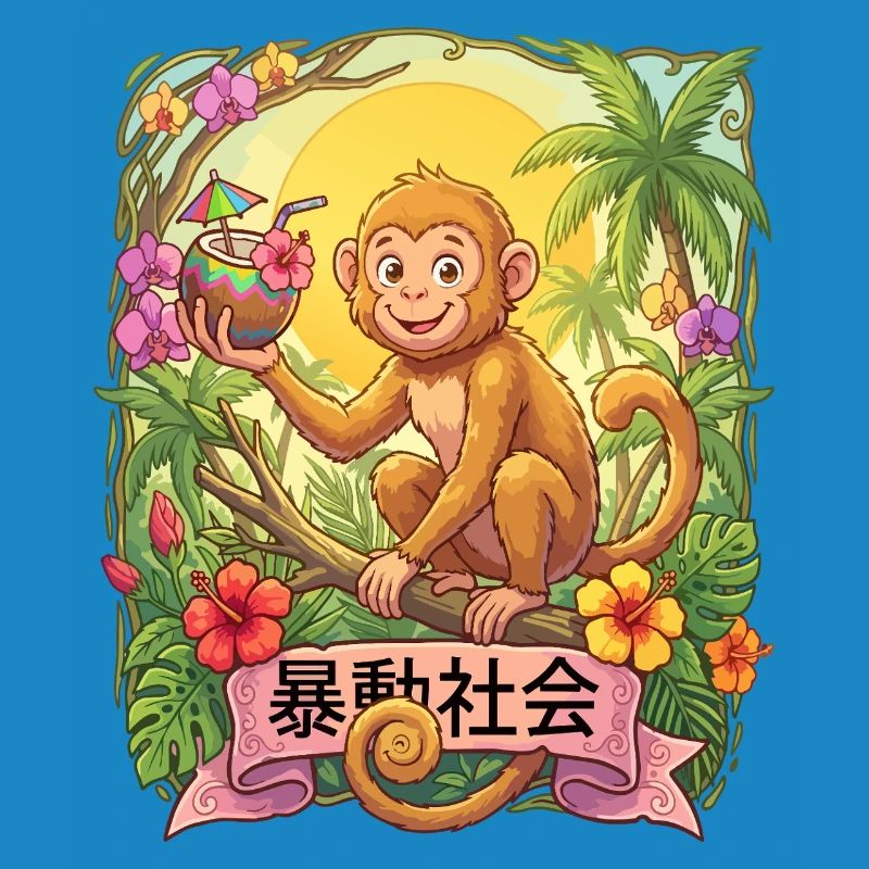 Tropical Monkey Sip on Paradise