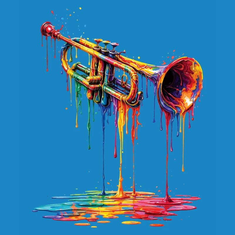 Trumpet with dripping paint