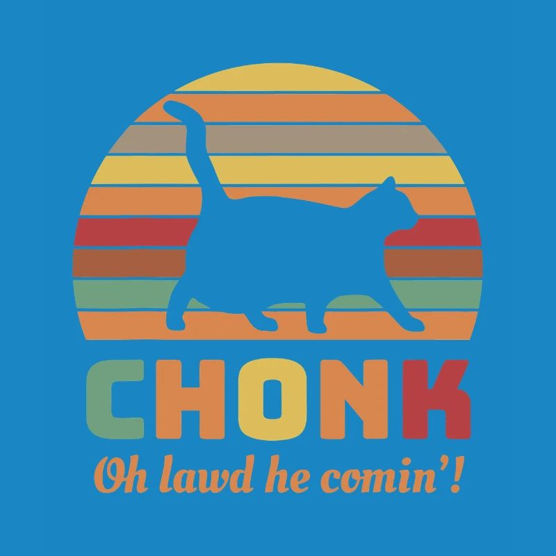 Chonk Cat Retro Sonnenuntergangs-Tee