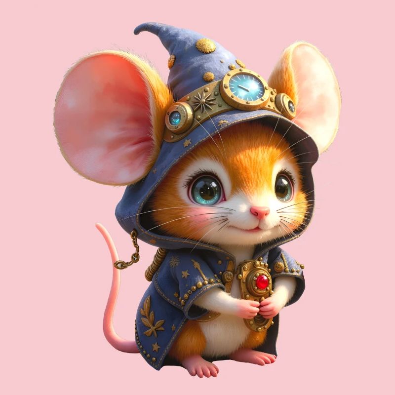 Blue Steampunk Wizard Mouse