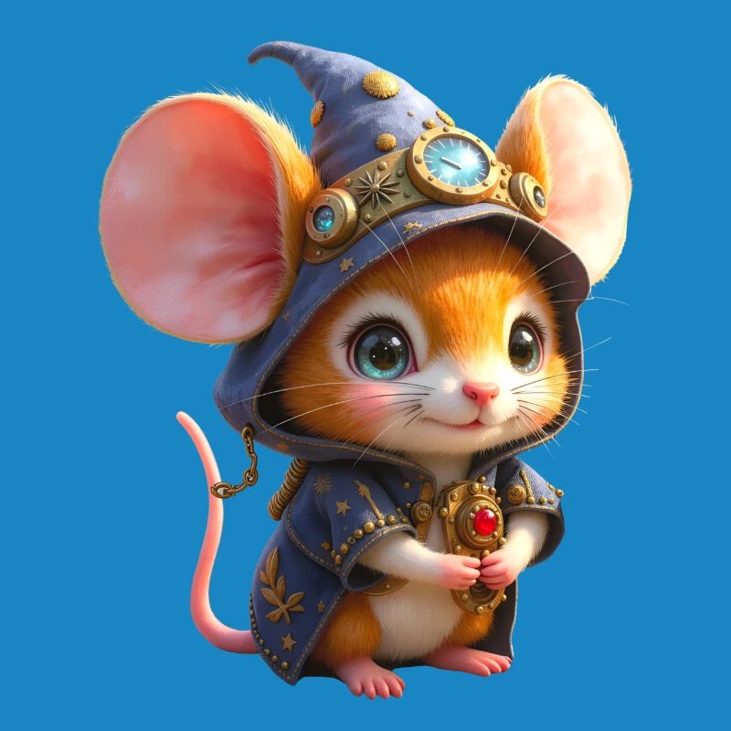 Blue Steampunk Wizard Mouse
