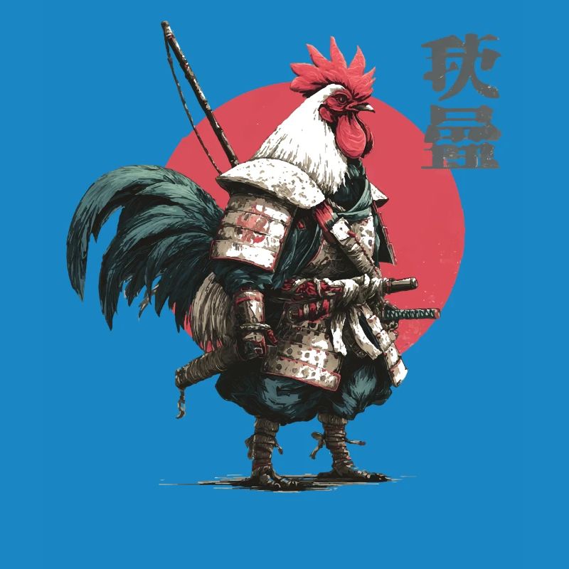 Rooster Samurai in Crimson Circle