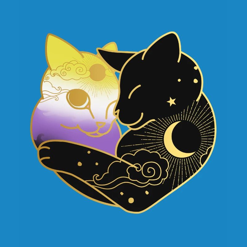 Nonbinary Cat Celestial Heart LGBT Pride Flag