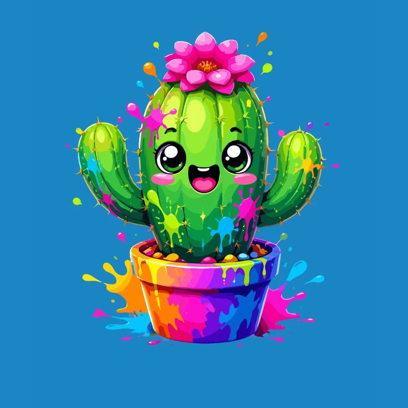 Cactus Joyeuses Fleurs Éclaboussurées
