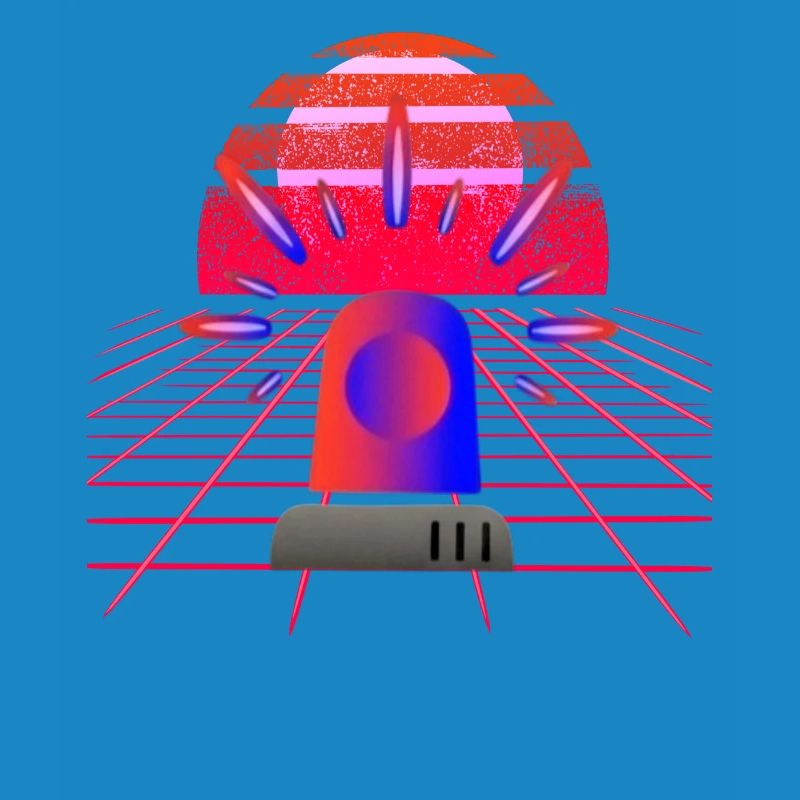 Retro Synthwave Sirene Blaulicht Neon