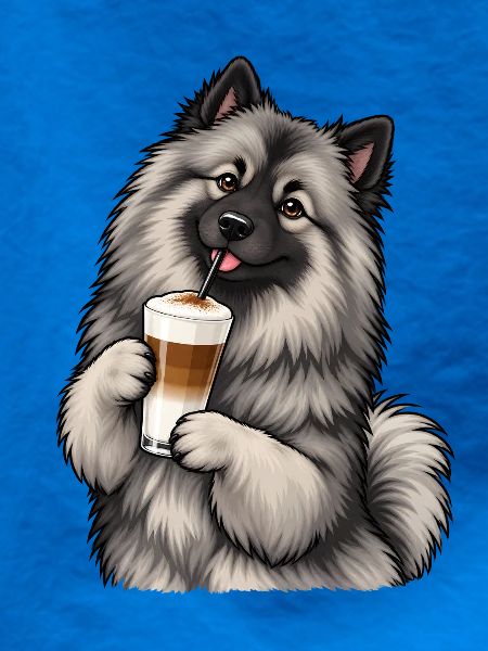 Wolfsspitz mit Latte Macchiato