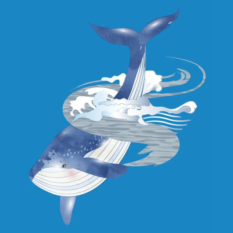 poisson rorqual bleu dans l’océan avec aileron de baleine