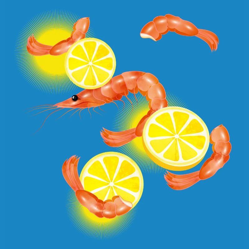 Garnelen oder Shrimps mit Zitronen Scheiben