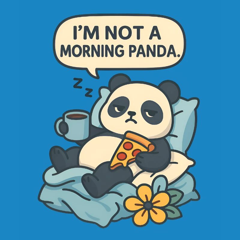 Panda relaxant avec boisson et pizza