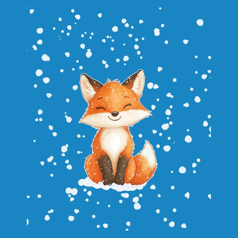 Fuchs mit Schneeflocken
