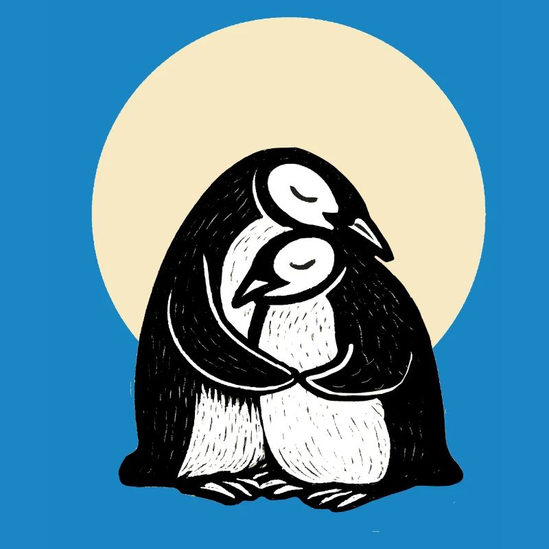 Hugging Penguins Duo