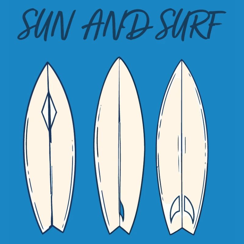 Conception vintage de planche de surf Sun and Surf