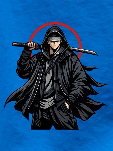 Schwarzer Ninja mit Klinge