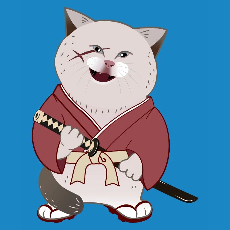 Mignon Chubby Samurai Cat tenant Katana