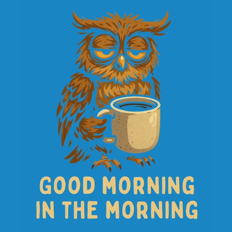 Schlafmütze Eule mit Kaffee