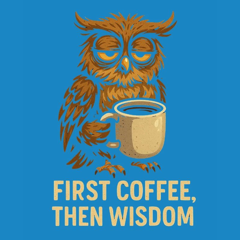 Eule mit Kaffee: Erst Kaffee, dann Weisheit
