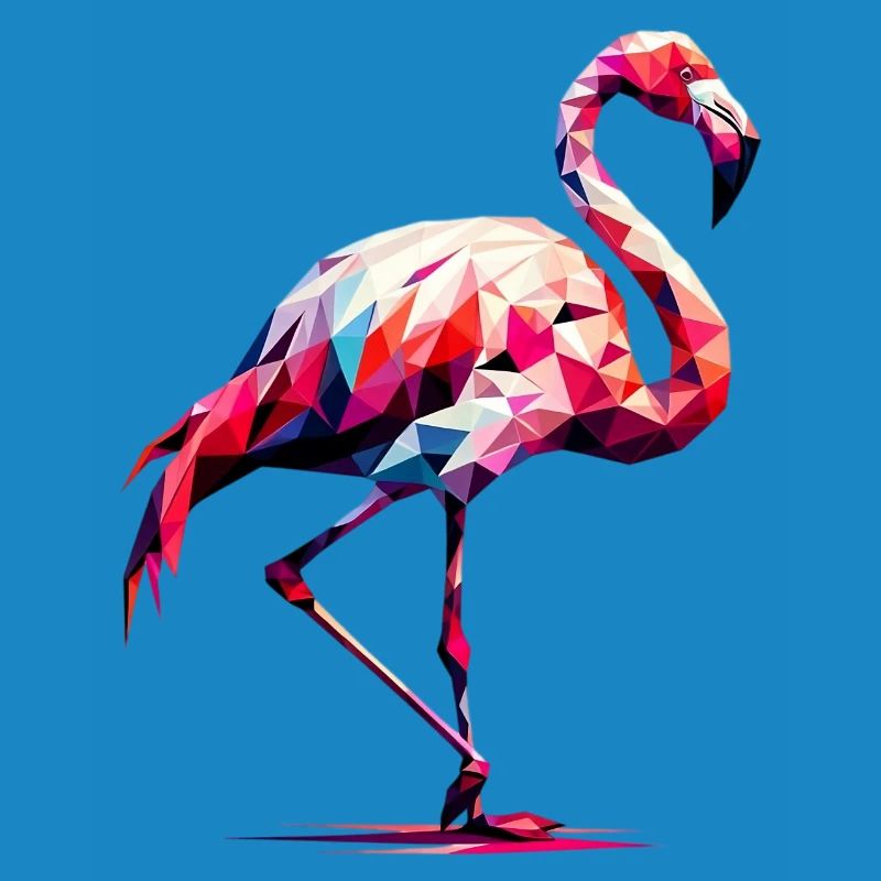 Flamant rose polygonal