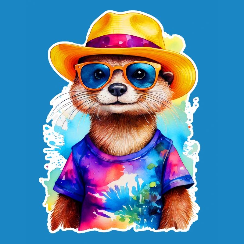 Otter mit Strohhut