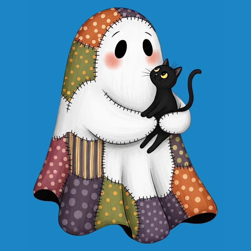 Patchwork Geist mit schwarze Katze